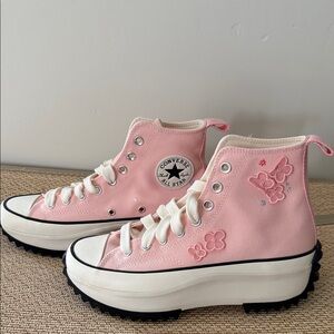 Converse Pink Floral High-Top Sneakers- Women’s